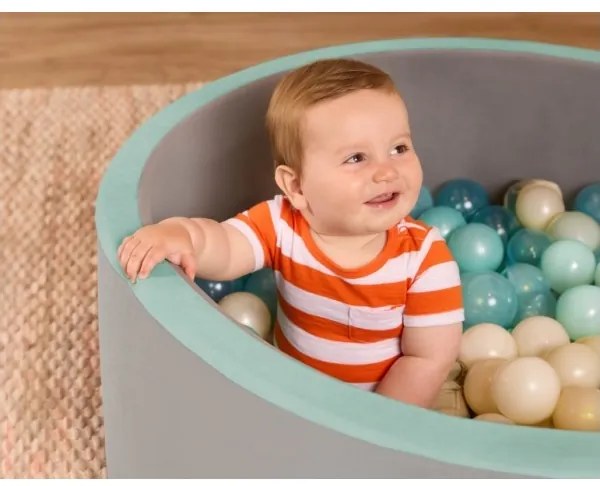 B-Toys - Piscina a secco per bambini con palline diametro 89 cm grigio/turchese
