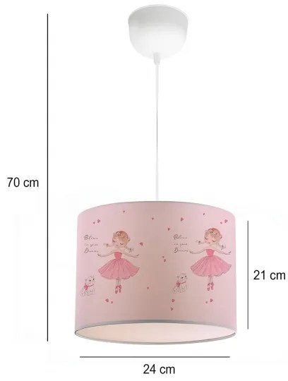 Lampada a sospensione per cameretta CANDY 1xE27/40W/230V rosa