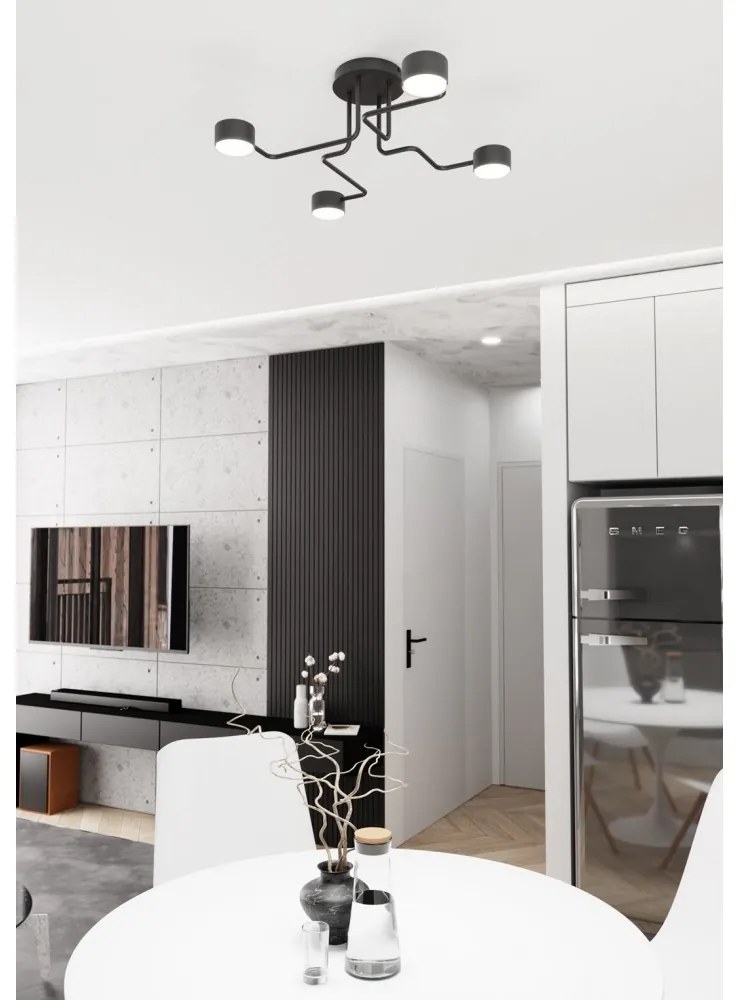Lampada da soffitto in acciaio KURAGE 4 nera 4xGX53 Colore del corpo Nero