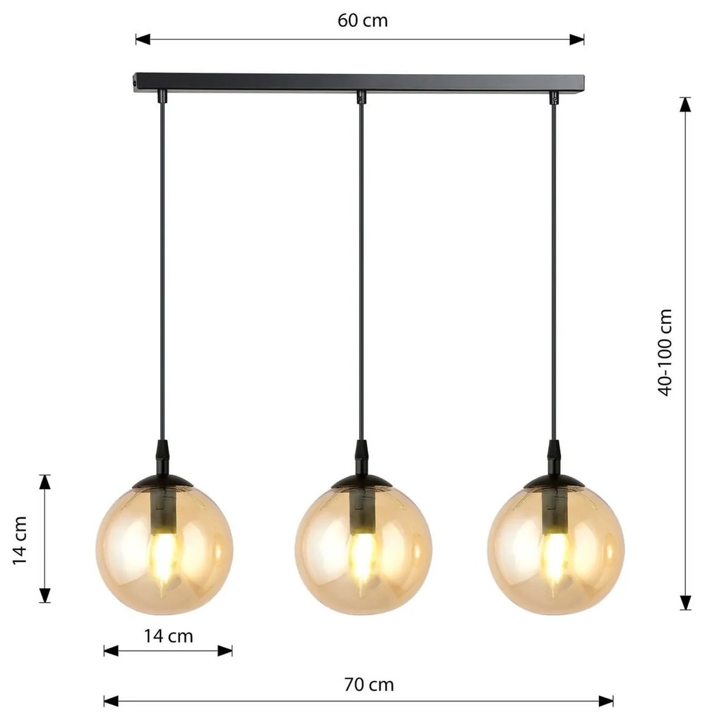 Lampadario a sospensione COSMO 3 BLACK MIODOWY