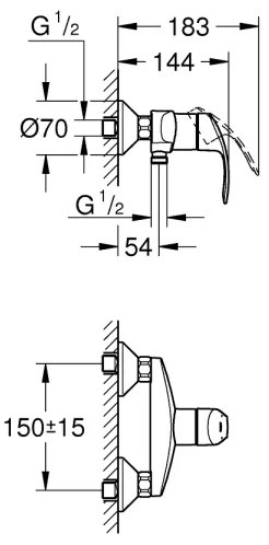 GROHE 33555002 - Miscelatore doccia EUROSMART DN 15 cromo lucido