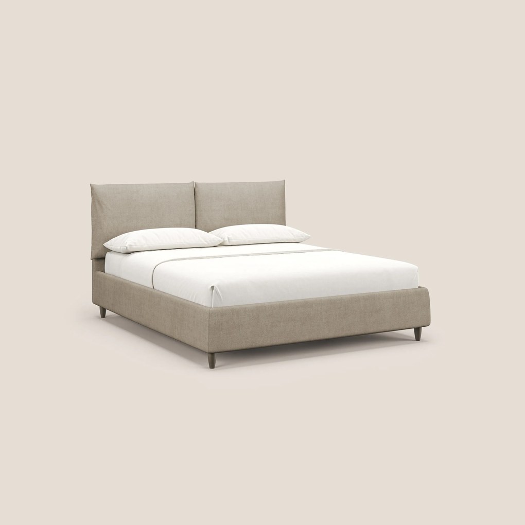 Mariana letto imbottito contenitore con cuscini in tessuto impermeabile T02 beige
