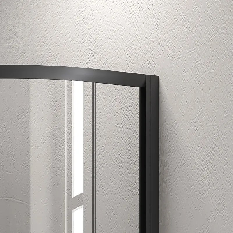 Box doccia semicircolare 90x90 finitura nera opaca vetro trasparente KF2000B - KAMALU