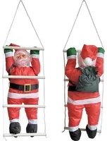 [en.casa] Figura di Babbo Natale Arrampicatore su Scala di Corda - Altezza totale 125 cm - Decorazione Natalizia per Uso