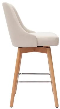 Sgabelli da bar scandinavi in tessuto beige e legno massello di faggio H65 cm (set di 2) HASTA