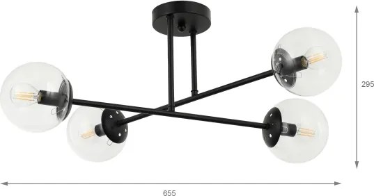 Brilagi - Lampadario da soffitto MALIVA 4xE14/15W/230V nero/trasparente