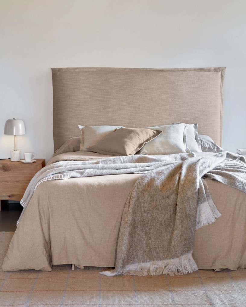 Kave Home - Testiera sfoderabile Tanit in lino beige per letto da 180 cm