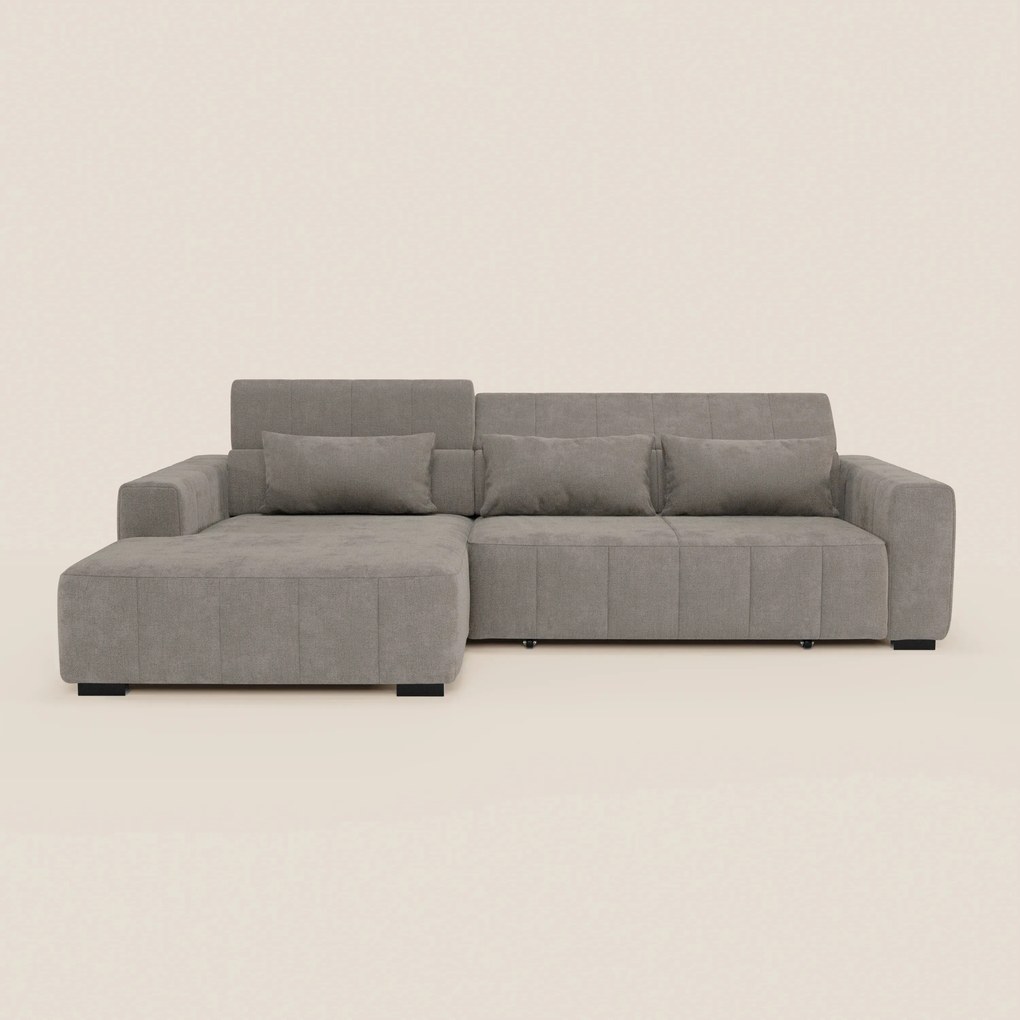 Doric Divano angolare con penisola e sedute allungabili con relax elettrico - poggiatesta reclinabili in tessuto smacchiabile T23