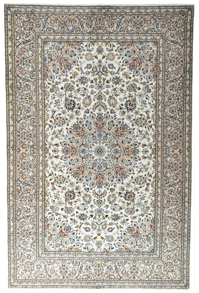 Kashan Tappeto 310x200 Beige (Iran) Annodato A Mano