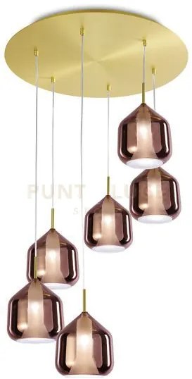 X-ray sospensione  rettangolare 6 luci vetri grande rame montatura ...