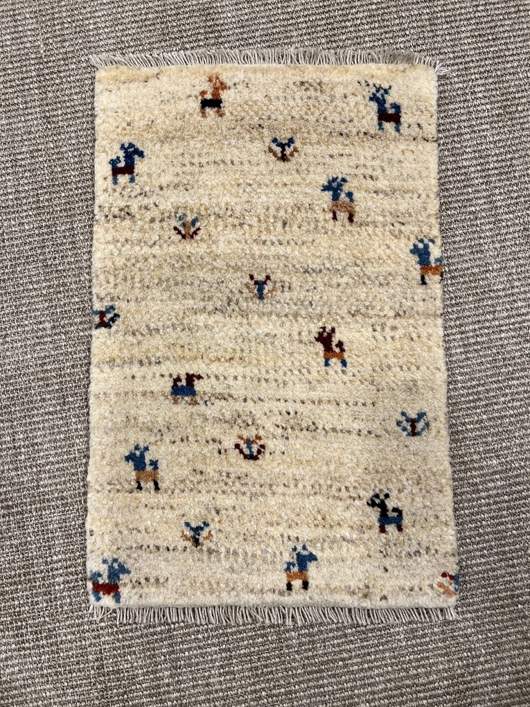 Gabbeh Tappeto 40x60 Beige (Iran) Annodato A Mano