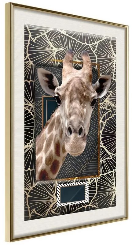 Poster  Giraffe in the Frame  Cornice Quadri Cornice d'oro con passe-partout, Larghezza x Altezza Home decor 30x45