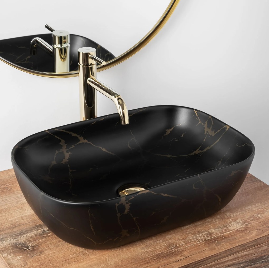 Lavabo da appoggio Rea Belinda Black Marble Mat