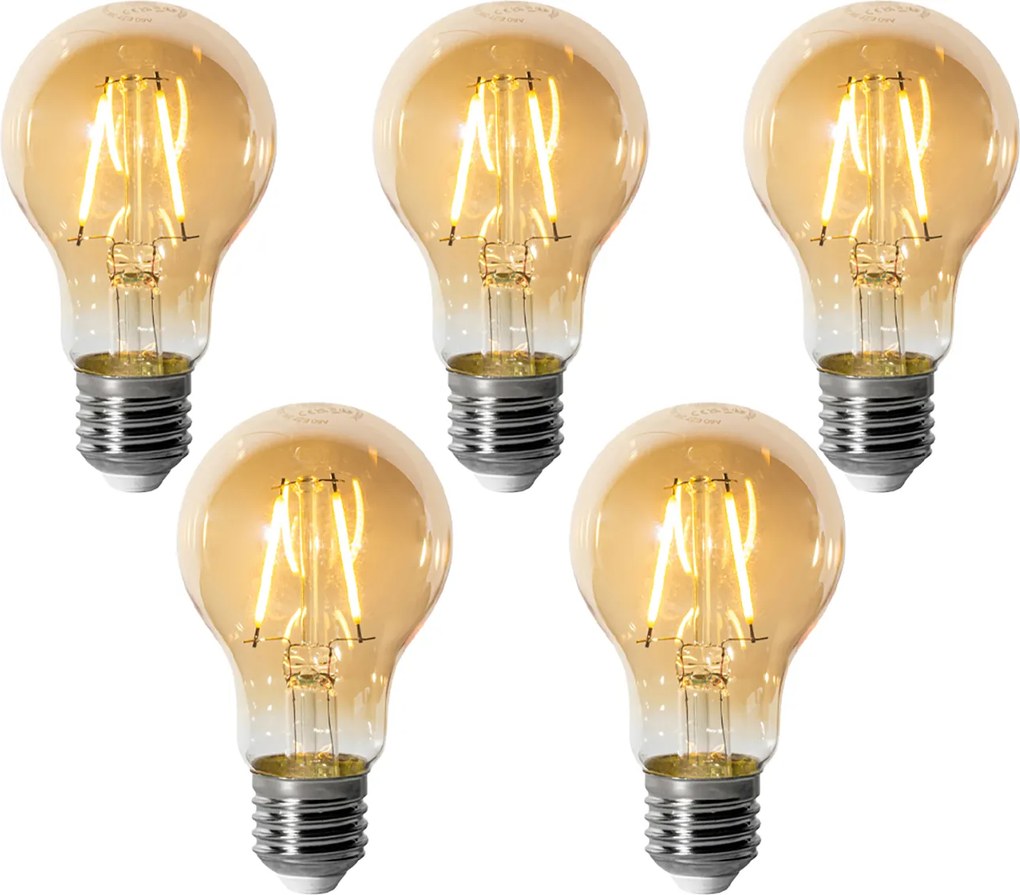 Set di 5 lampadine LED E27 dimmerabili A60 oro 3W 310 lm 2200K