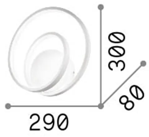 Applique Moderna On-Off Oz Metallo Ottone Led 28W 3000K Luce Calda