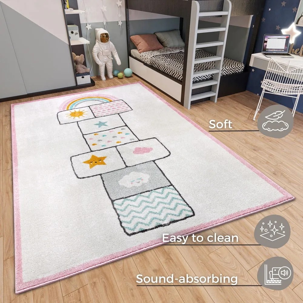 Tappeto per bambini rosa e bianco 120x170 cm Bouncy - Hanse Home