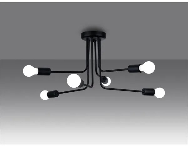 Sollux SL.1452 - Lampadario a sospensione con supporto rigido NORAH 6xE27/15W/230V nero
