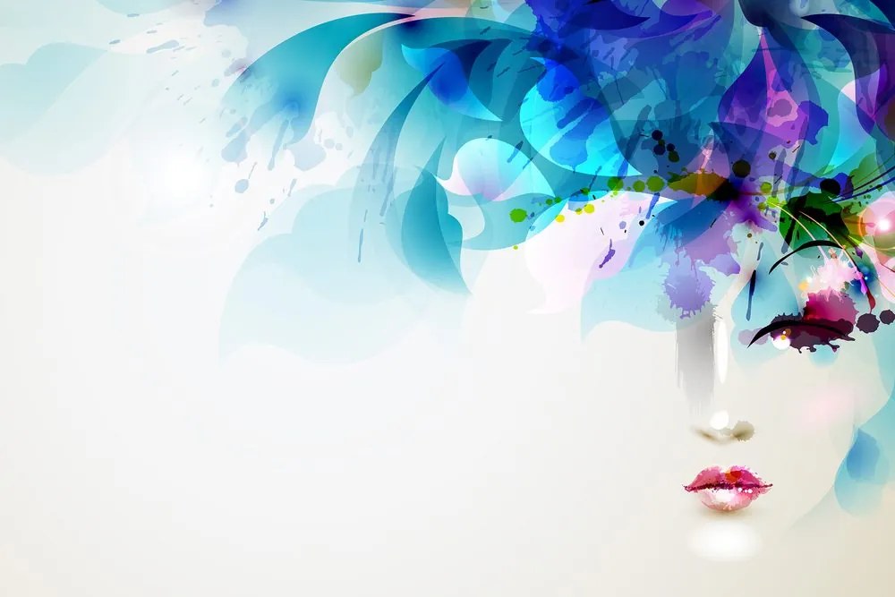 Stampa su tela – Volto femminile di moda con elementi astratti