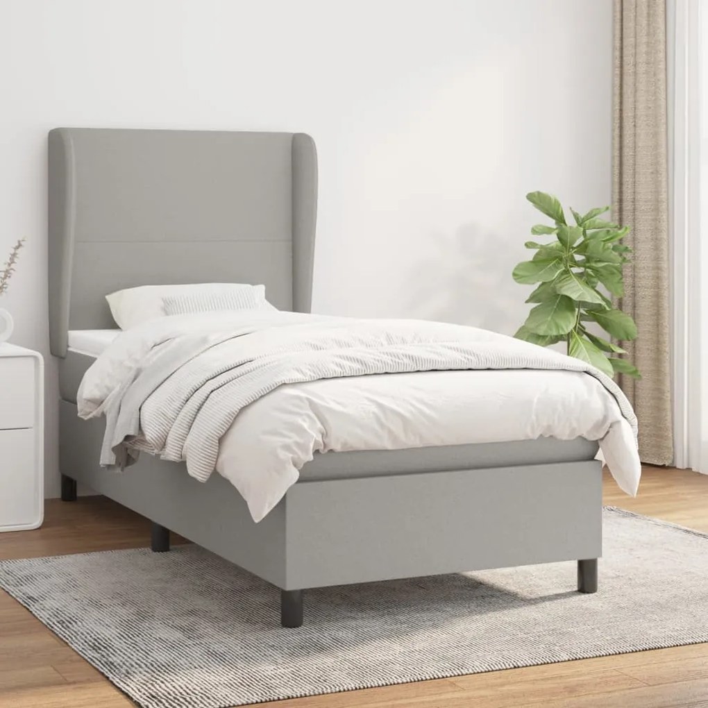 Giroletto A Molle Con Materasso Grigio Chiaro100x200 Cm Tessuto /