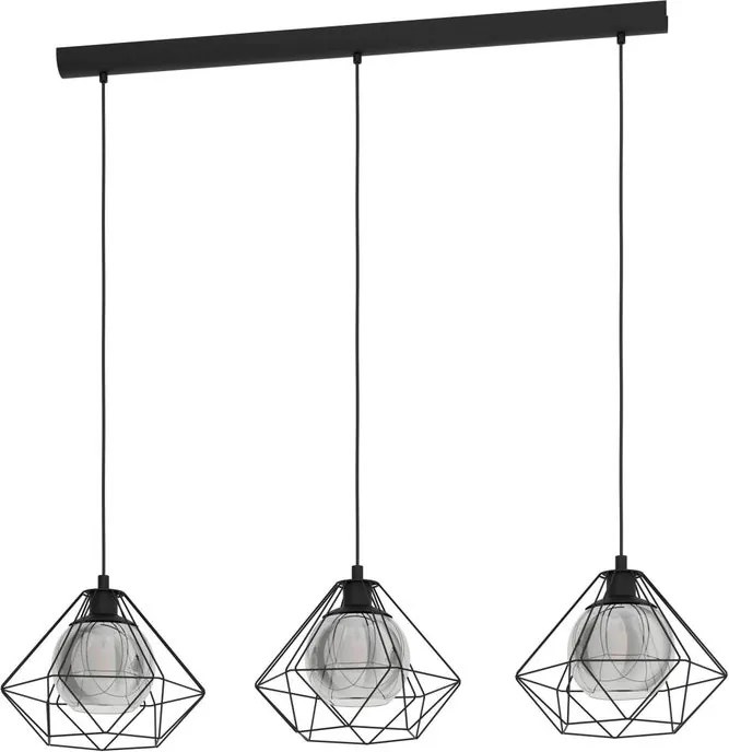 Lampadario Design Vernham nero paralume nero E27 Ø32cm EGLO