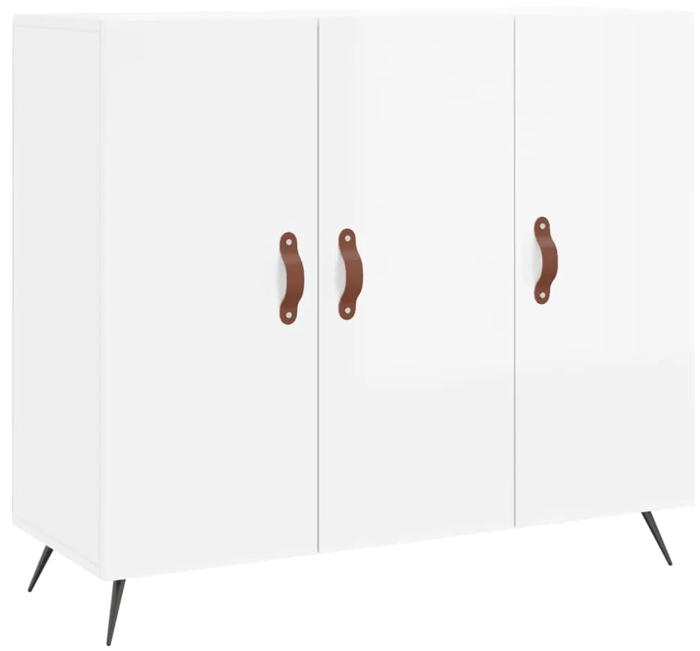 Credenza bianco lucido 90x34x80 cm in legno multistrato