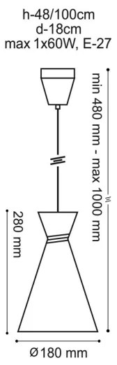 Lampadario a sospensione con filo TOKYO 1xE27/60W/230V