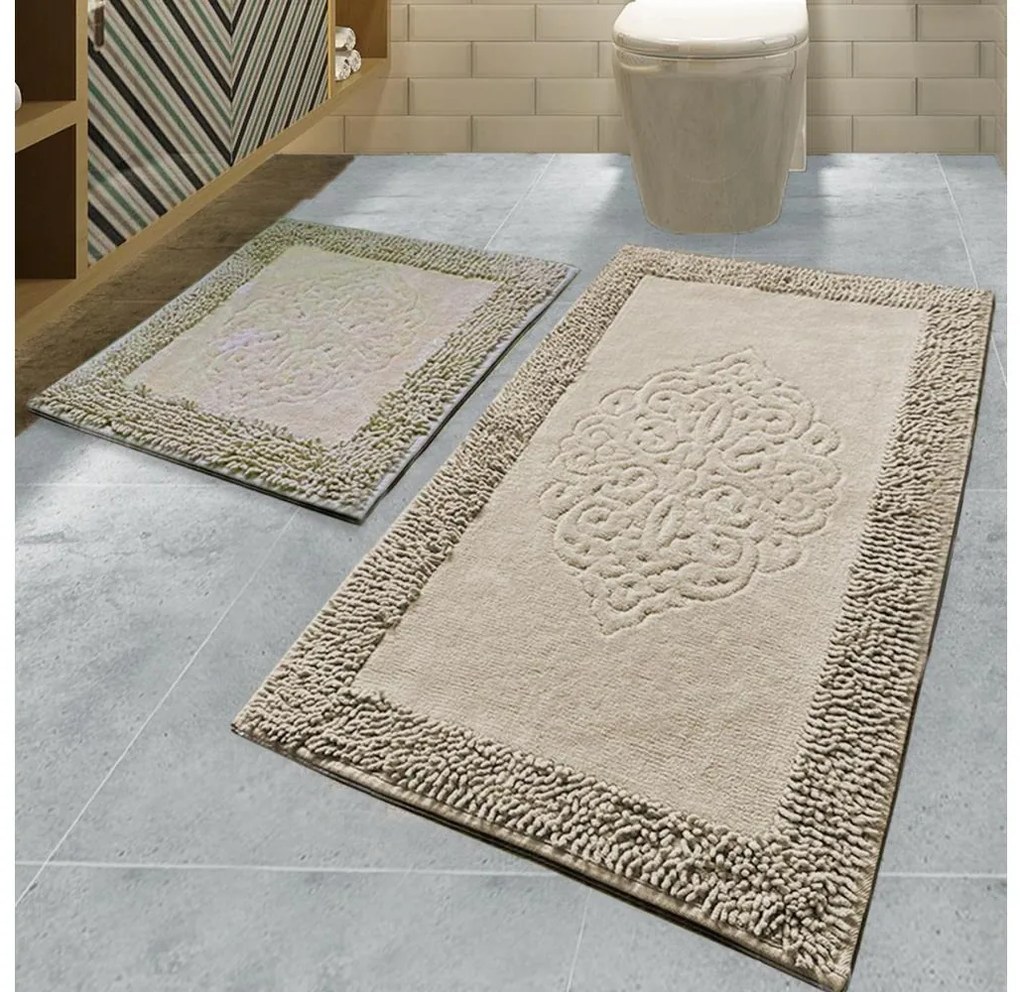 SET 2x Tappeto bagno PIANTE 60x100 cm marrone