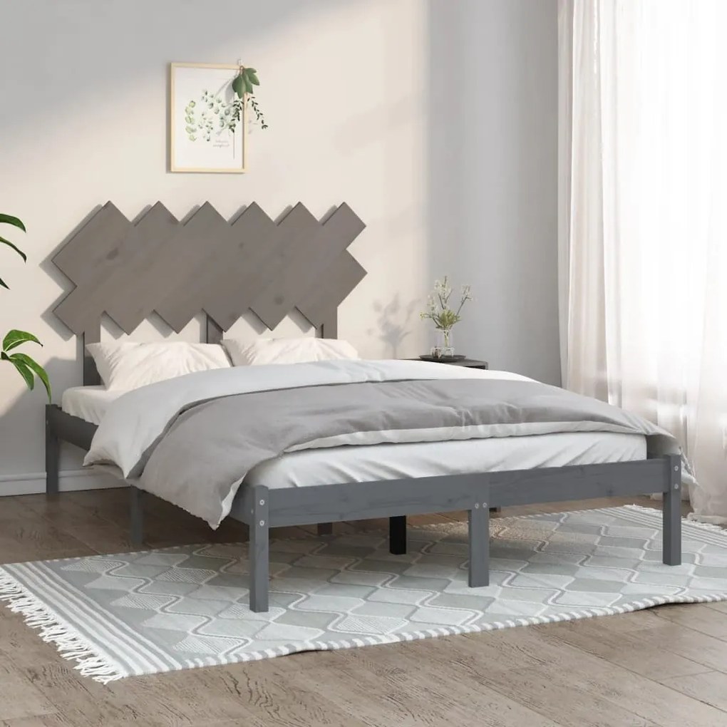Giroletto Grigio 135x190 Cm Double İn Legno Massello /