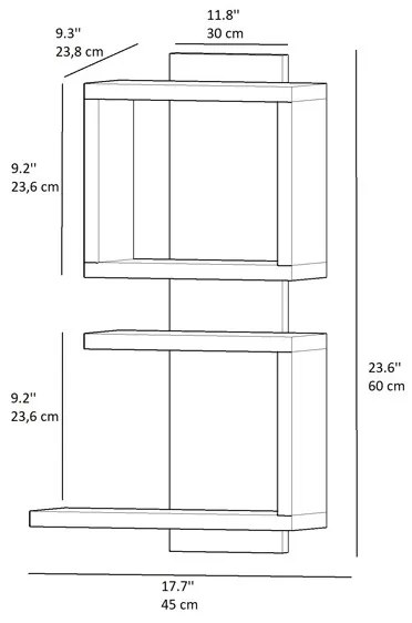 Mensola Sospesa Design Moderno 2 Vani 45x24x60 Linda Bianca