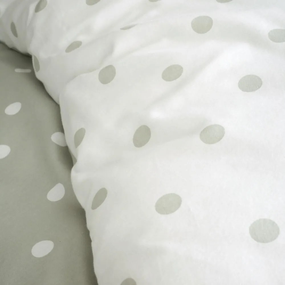 Set copripiumino e federa bianco e verde in flanella per letto matrimoniale e per letto esteso 230x220 cm Polka Dot – Catherine Lansfield
