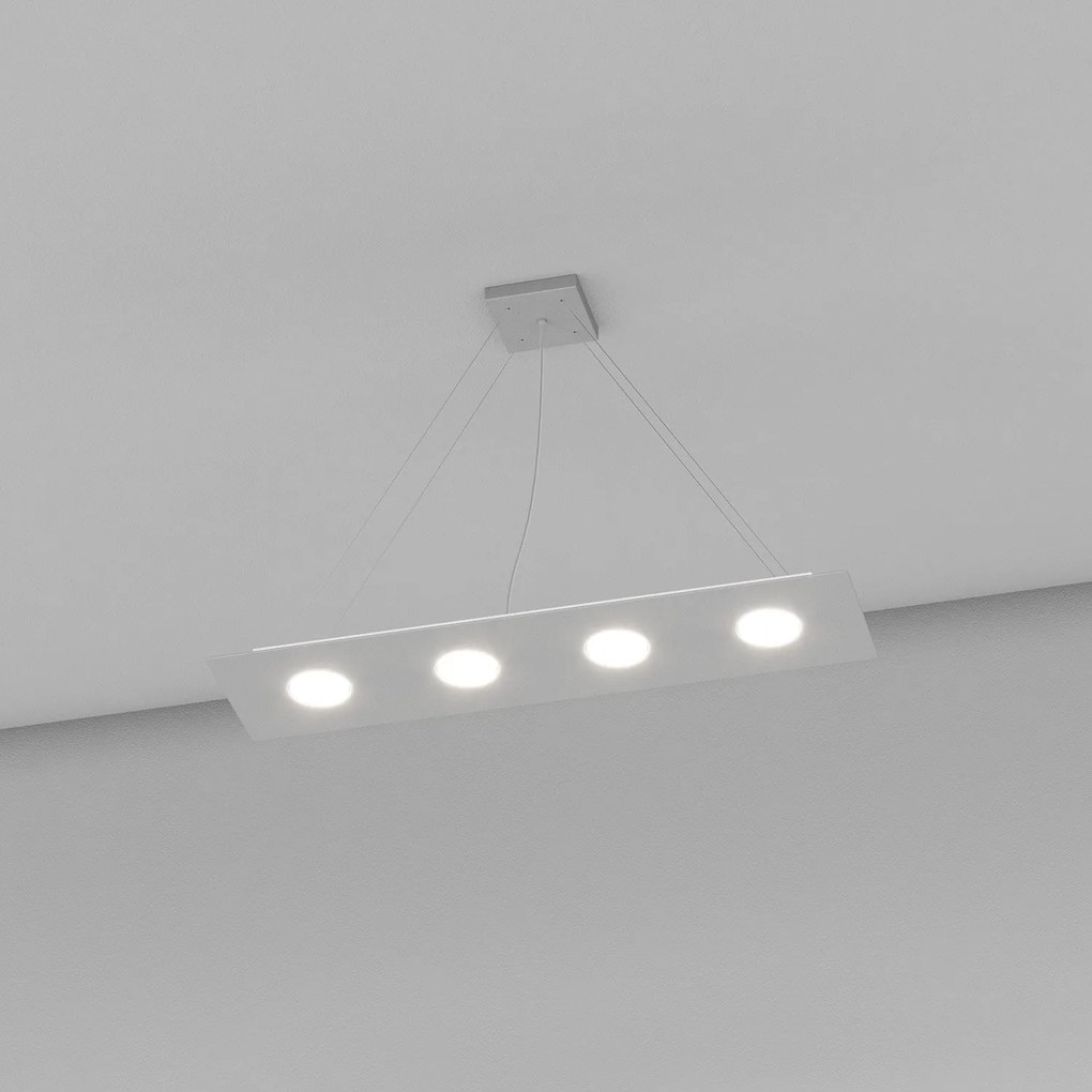 Lampadario Moderno Rettangolare Area Metallo Grigio 4 Luci Gx53