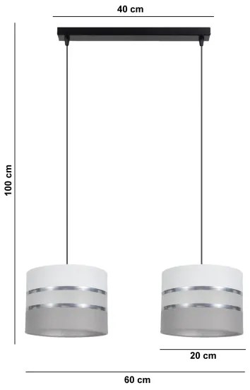 Lampadario su corda CORAL 2xE27/60W/230V bianco/grigio