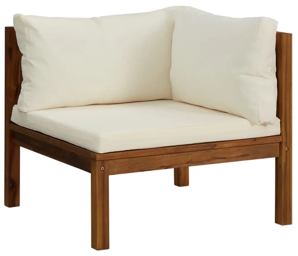 Set divani da giardino 5 pz con cuscini crema in legno acacia