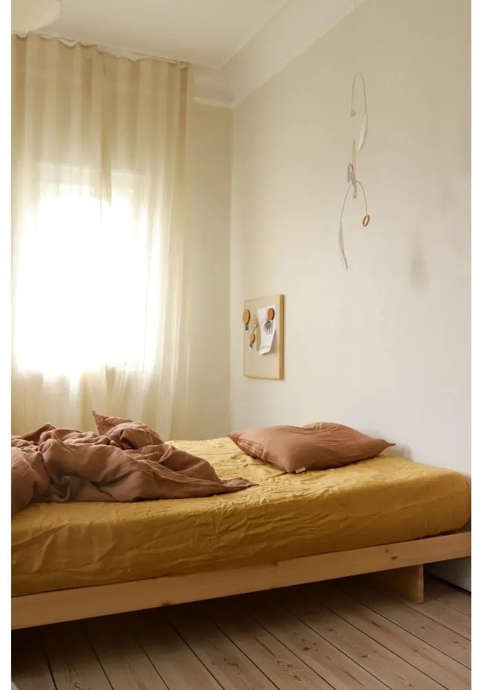 Letto singolo in legno di pino con griglia colorata naturale 90x200 cm Kanso - Karup Design