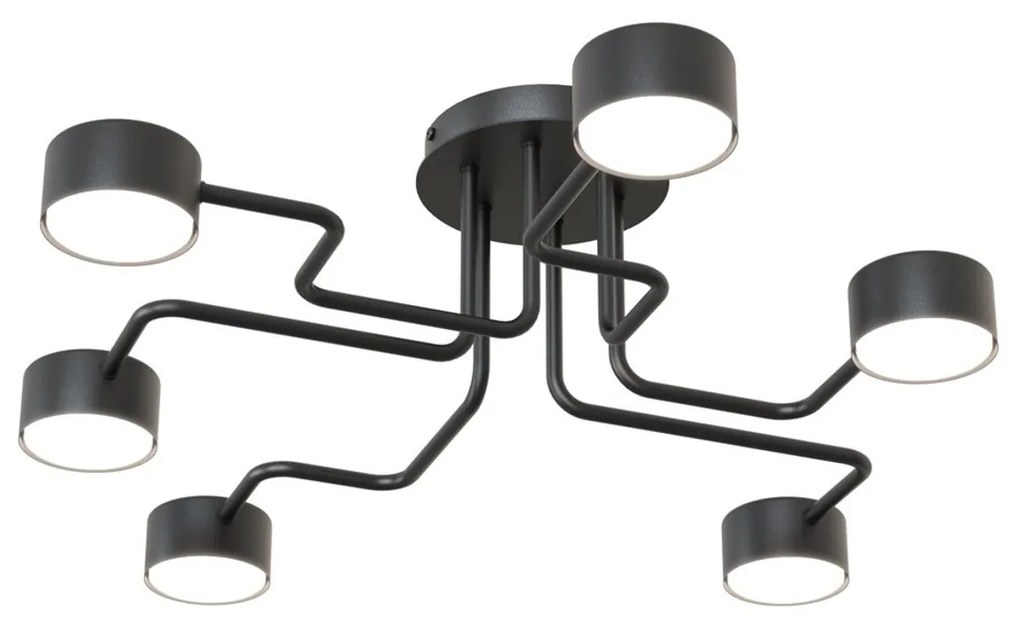 Lampada da soffitto in acciaio KURAGE 6 nera 6xGX53