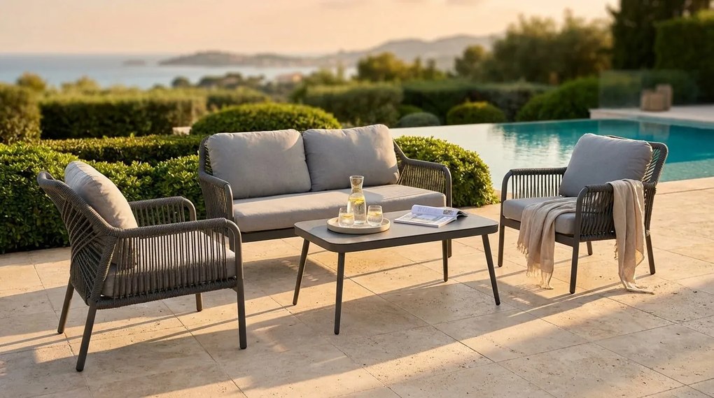 JAY - salotto da giardino in alluminio 4 posti