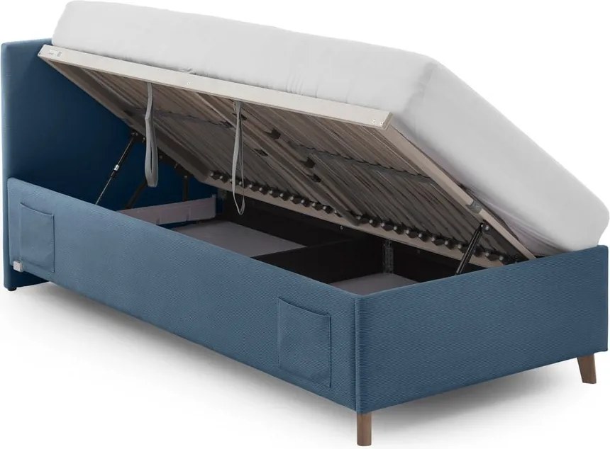 Letto da bambini blu imbottito con contenitore con rete inclusa 120x200 cm Cool – Meise Möbel