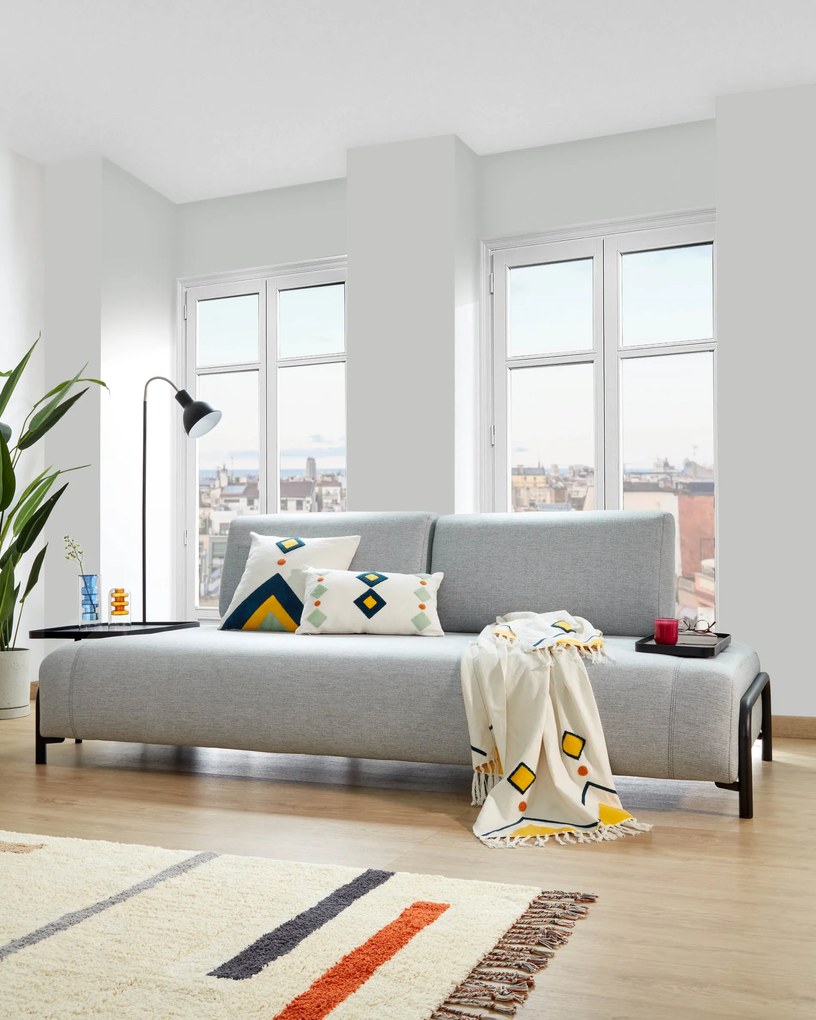 Kave Home - Coperta Itri 100% cotone bianco e rombi multicolori 130 x 170 cm