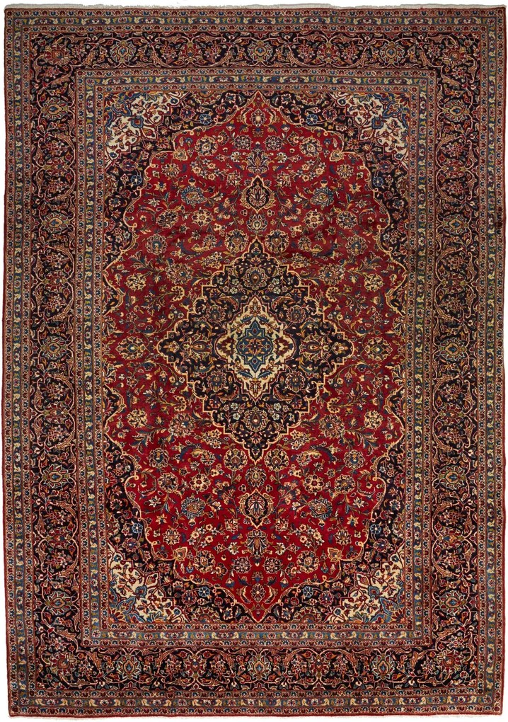 Kashan Tappeto 250 x 350 Blu (Iran) Annodato A Mano