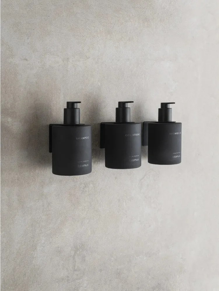 Dispenser per sapone da parete neri in vetro 3 pz 350 ml Kirei – Blomus