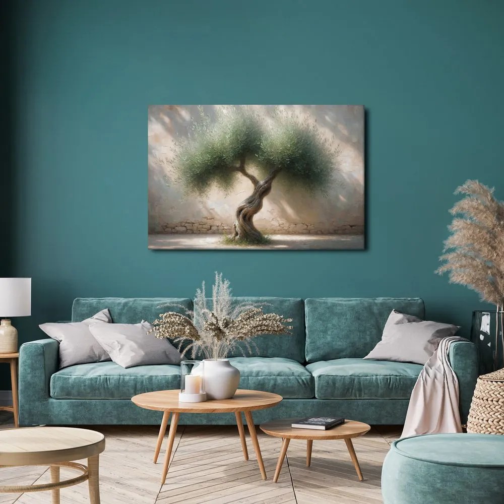 Quadro su tela – Ulivo in cortile di pietra