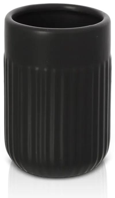 Portaspazzolini da appoggio nero in ceramica Cup