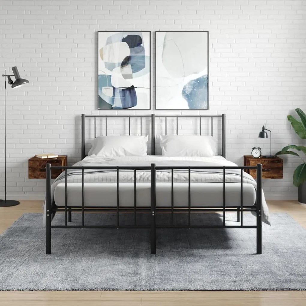 Comodini A Muro 2 Pz Rovere Fumo 35x35x20 Cm /