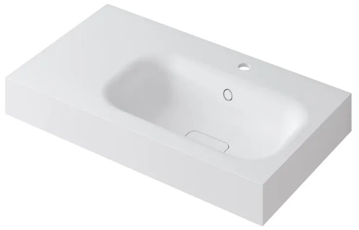 Lavabo a incasso rettangolare vasca a destra L 80.5 x H 15 x P 46 cm in resina bianco lucido
