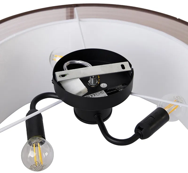 Plafoniera moderna marrone con bianco 50 cm 3 luci - Drum Duo