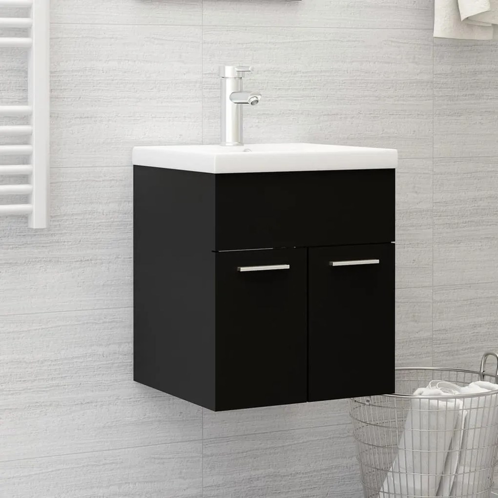 Mobile Con Lavabo Integrato Nero İn Legno Multistrato /