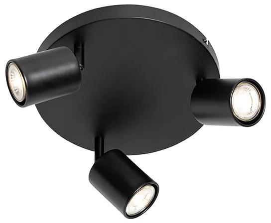 Plafoniera moderna nera regolabile rotonda 3 luci - Java