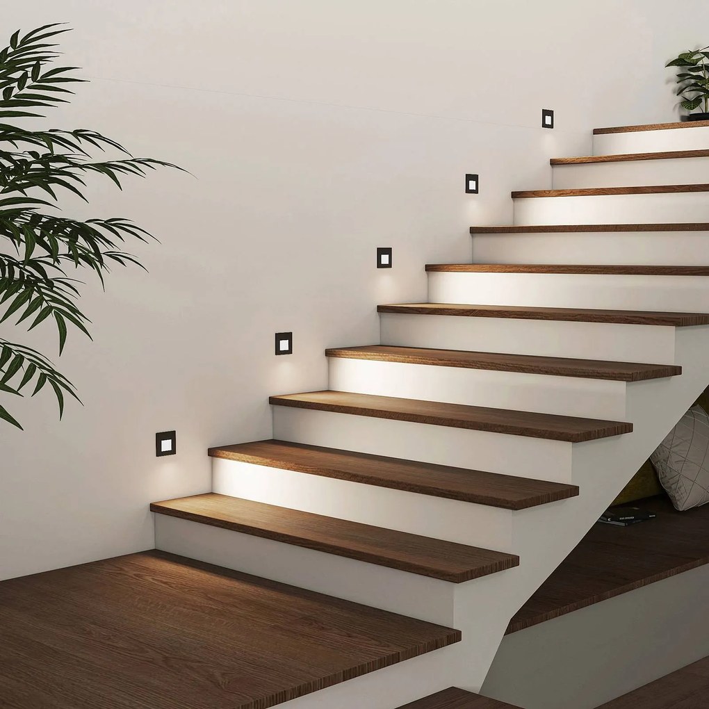 Arcchio Luci LED da incasso Vexi, 7,8 cm x cm, nero, CCT Vexi Arcchio, dimmerabile, Nero, Soggiorno / Sala da pranzo, Alluminio, Moderno, Faretto da incasso a parete