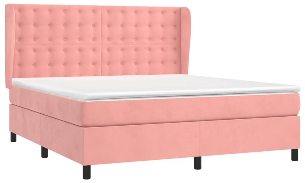 Giroletto a molle con materasso rosa 160x200 cm in velluto
