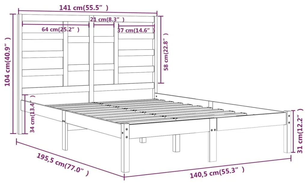 Giroletto Grigio in Legno Massello 135x190 cm Double